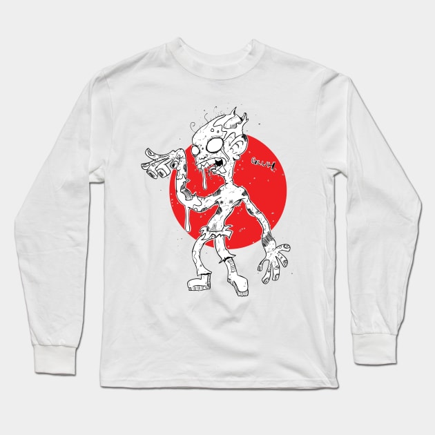 "GLUH" said the zombie. Long Sleeve T-Shirt by revjosh